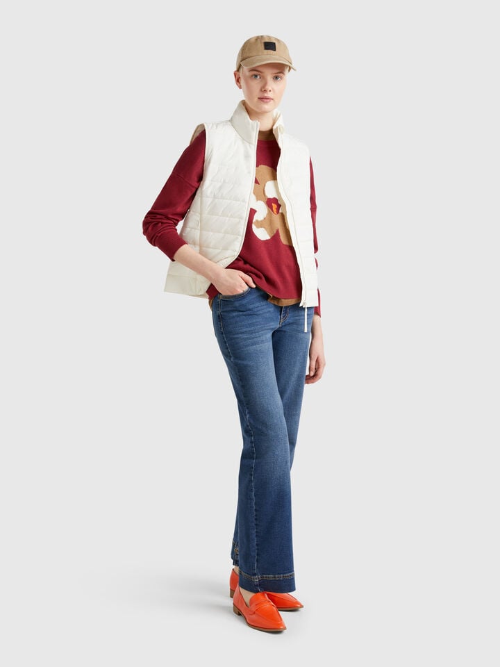 Benetton Sleeveless Slim Fit Jacket With Padding Creamy White