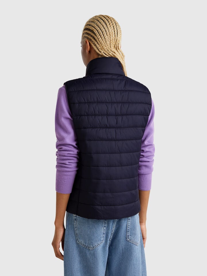 Benetton Sleeveless Slim Fit Jacket With Padding Dark Blue