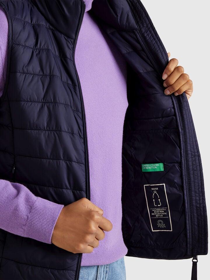 Benetton Sleeveless Slim Fit Jacket With Padding Dark Blue