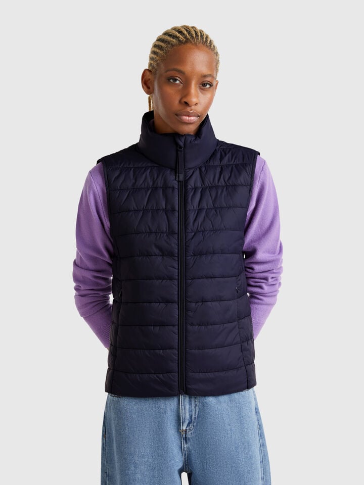 benetton Sleeveless slim fit jacket with padding Dark Blue