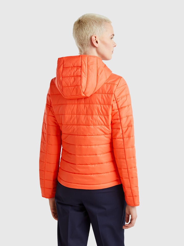 Benetton Sleeveless Slim Fit Jacket With Padding Orange Coral