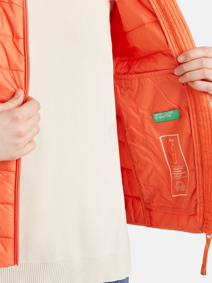 Benetton Sleeveless Slim Fit Jacket With Padding Orange Coral