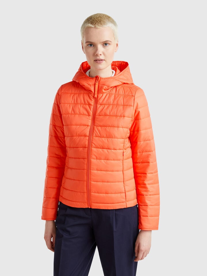 benetton Sleeveless slim fit jacket with padding Orange Coral