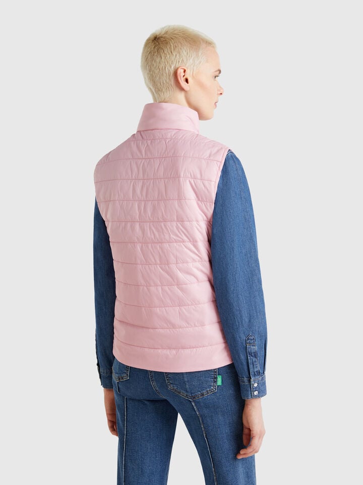 Benetton Sleeveless Slim Fit Jacket With Padding Pink