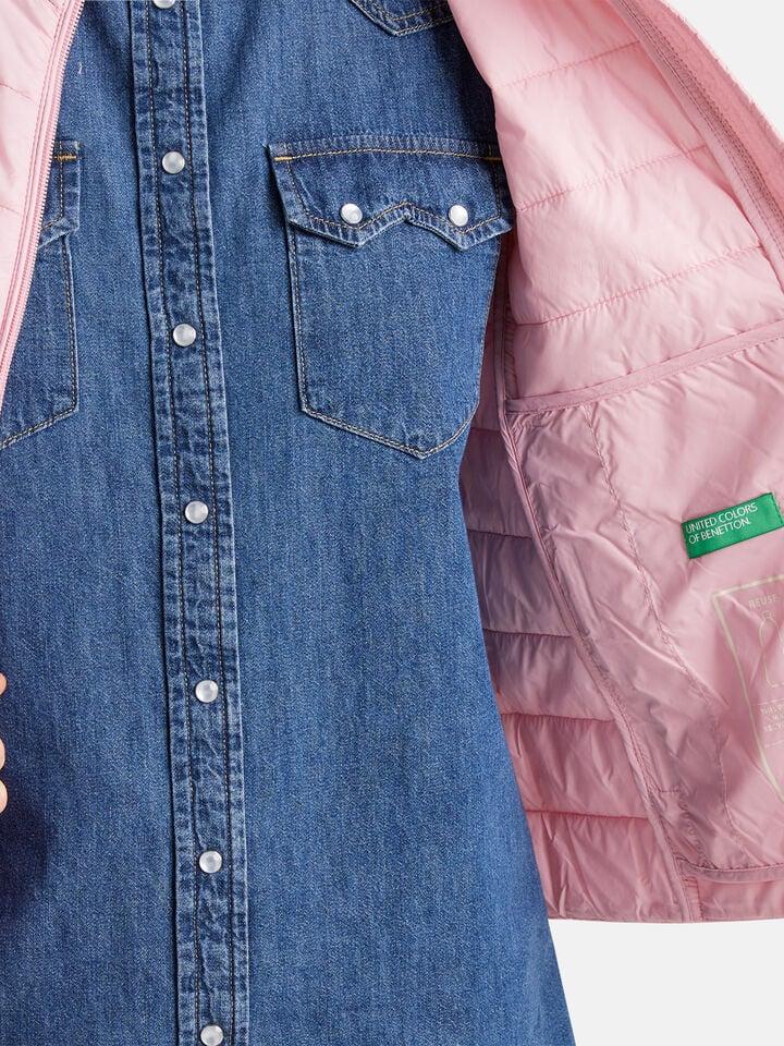 Benetton Sleeveless Slim Fit Jacket With Padding Pink