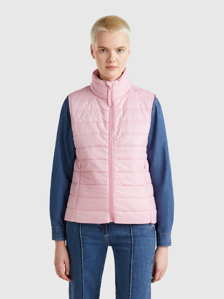 benetton Sleeveless slim fit jacket with padding Pink