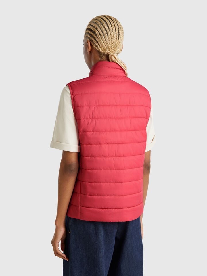 Benetton Sleeveless Slim Fit Jacket With Padding Strawberry