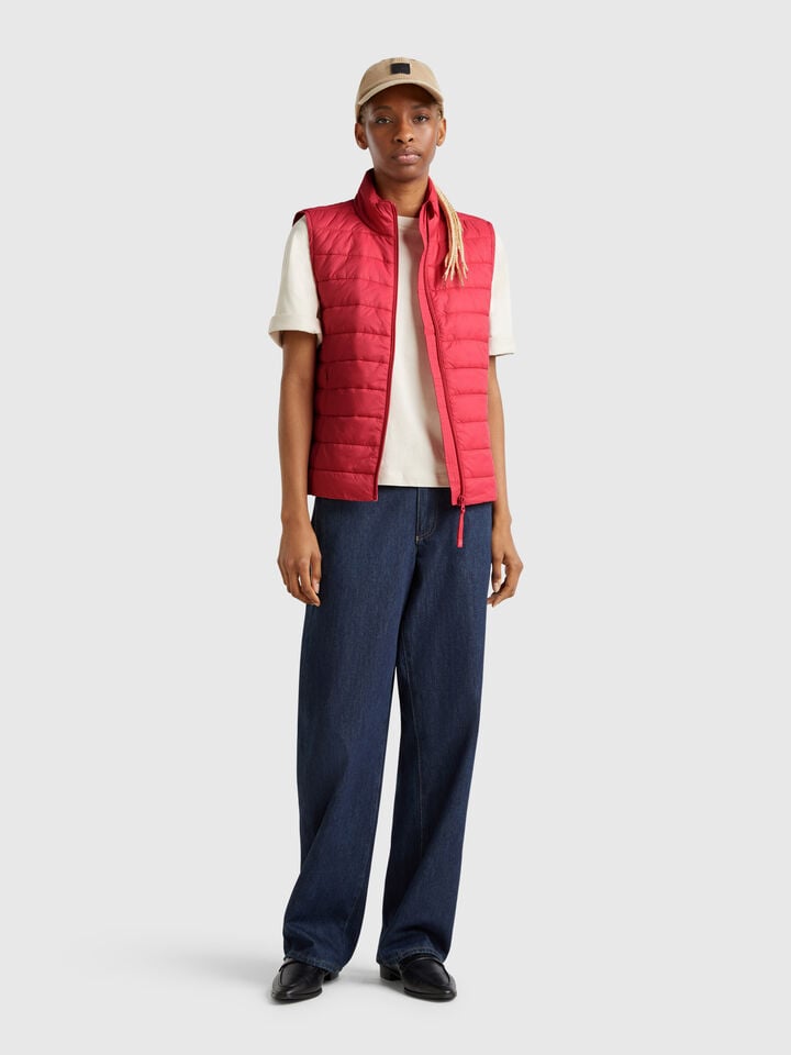 Benetton Sleeveless Slim Fit Jacket With Padding Strawberry