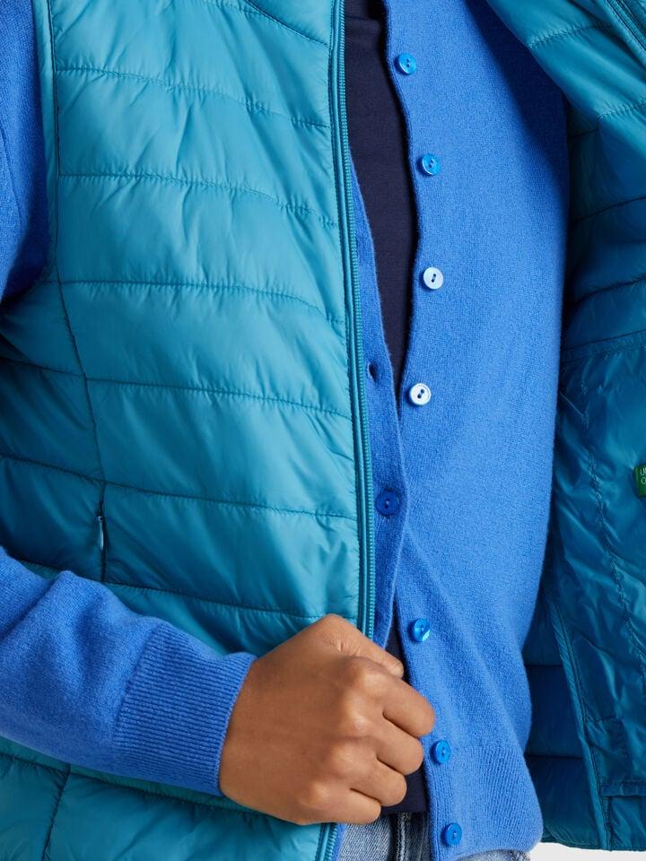 Benetton Sleeveless Slim Fit Jacket With Padding Turquoise