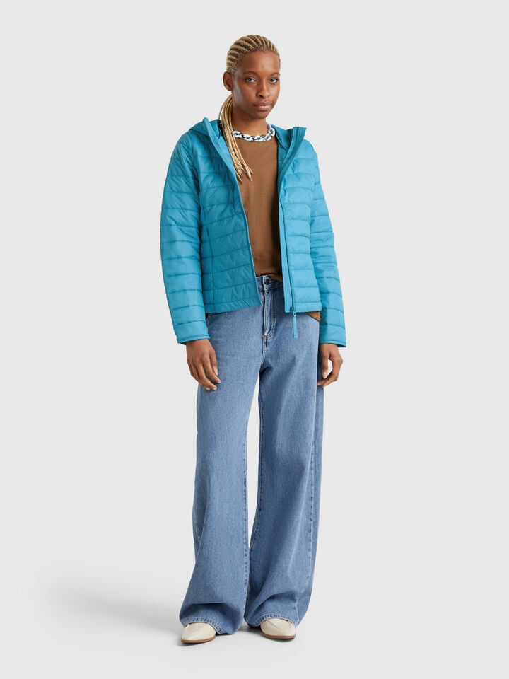 Benetton Sleeveless Slim Fit Jacket With Padding Turquoise