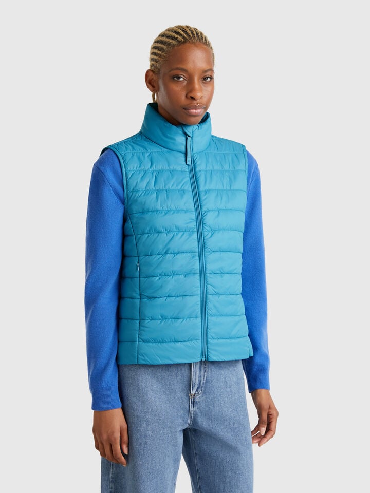 benetton Sleeveless slim fit jacket with padding Turquoise