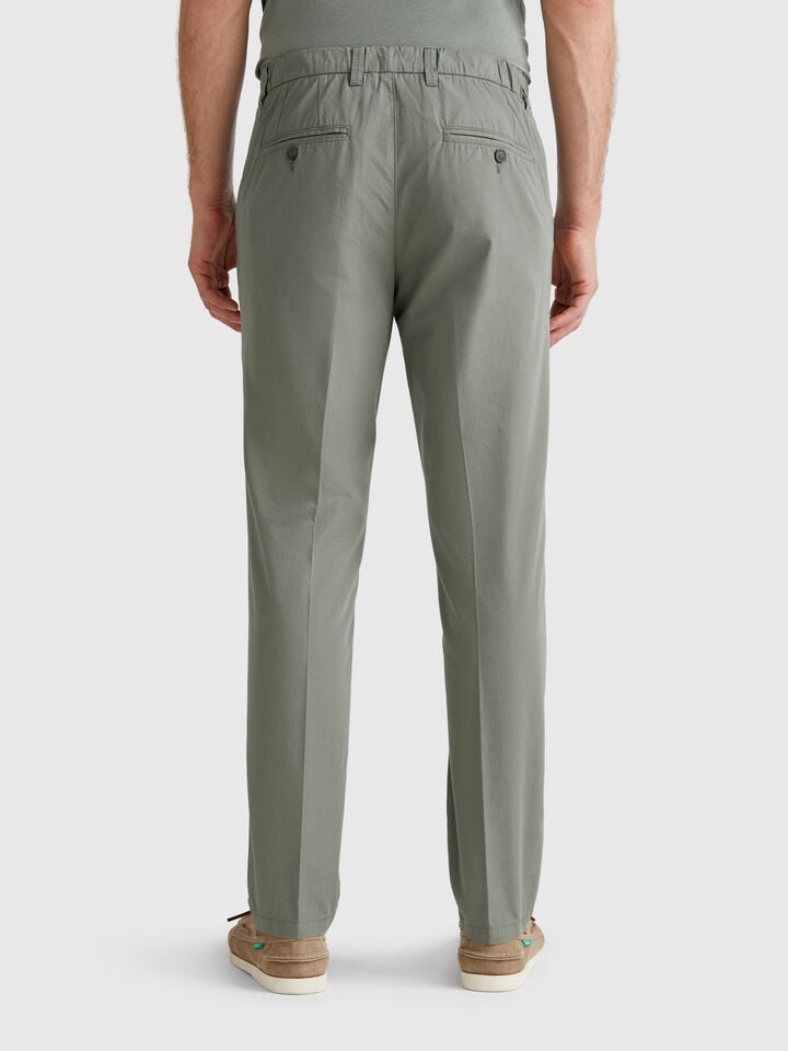 Benetton Slim Fit Chinos In Light Cotton Military Green