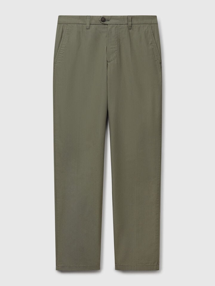 Benetton Slim Fit Chinos In Light Cotton Military Green