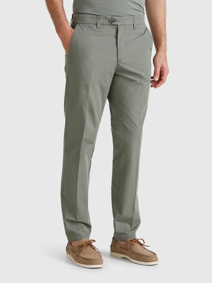 benetton Slim fit chinos in light cotton Military Green