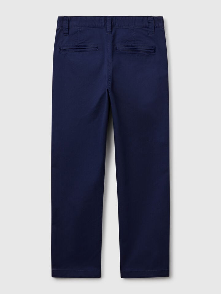 Benetton Slim Fit Chinos In Stretch Cotton Dark Blue
