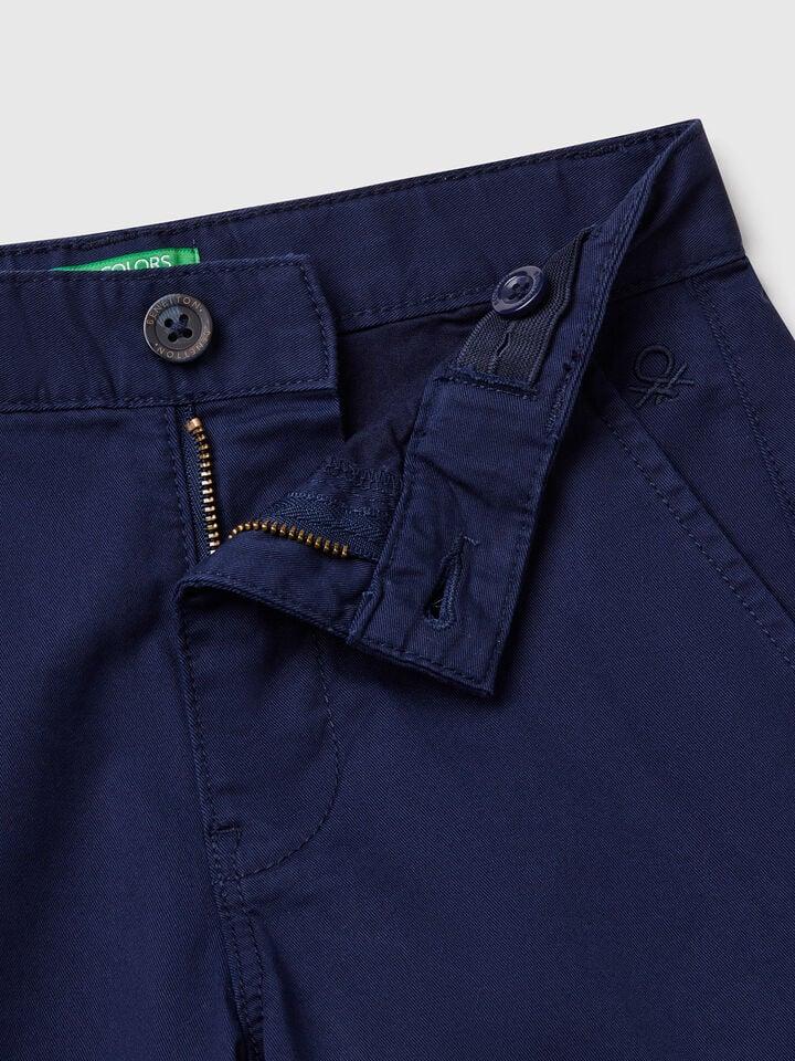 Benetton Slim Fit Chinos In Stretch Cotton Dark Blue