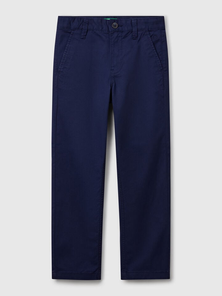 benetton Slim fit chinos in stretch cotton Dark Blue