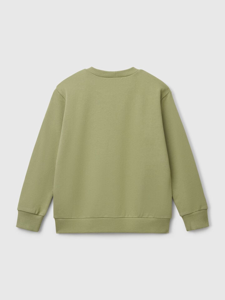 Benetton Snoopy ©Peanuts Sweatshirt In Cotton Olive Green