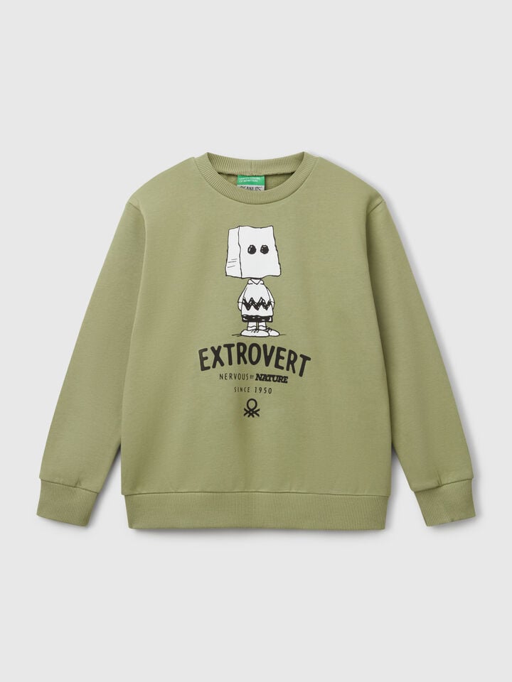 benetton Snoopy ©Peanuts sweatshirt in cotton Olive Green