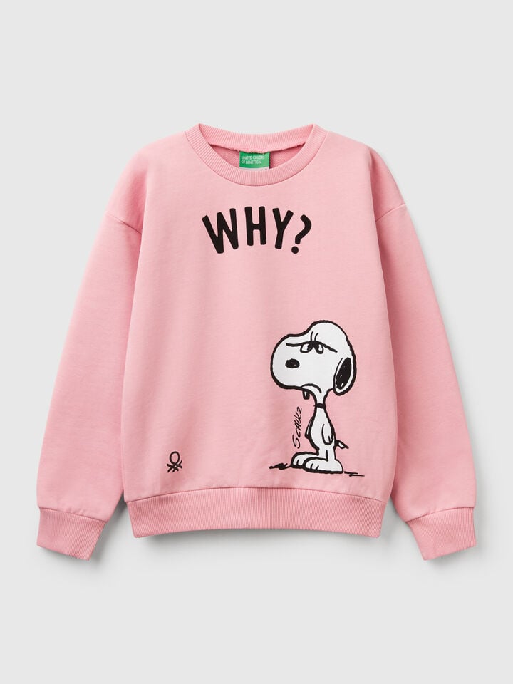 Benetton Snoopy ©Peanuts Sweatshirt In Cotton Pink