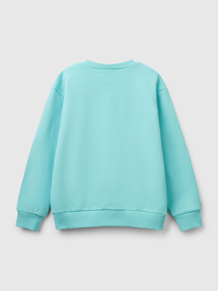 Benetton Snoopy ©Peanuts Sweatshirt In Cotton Turquoise