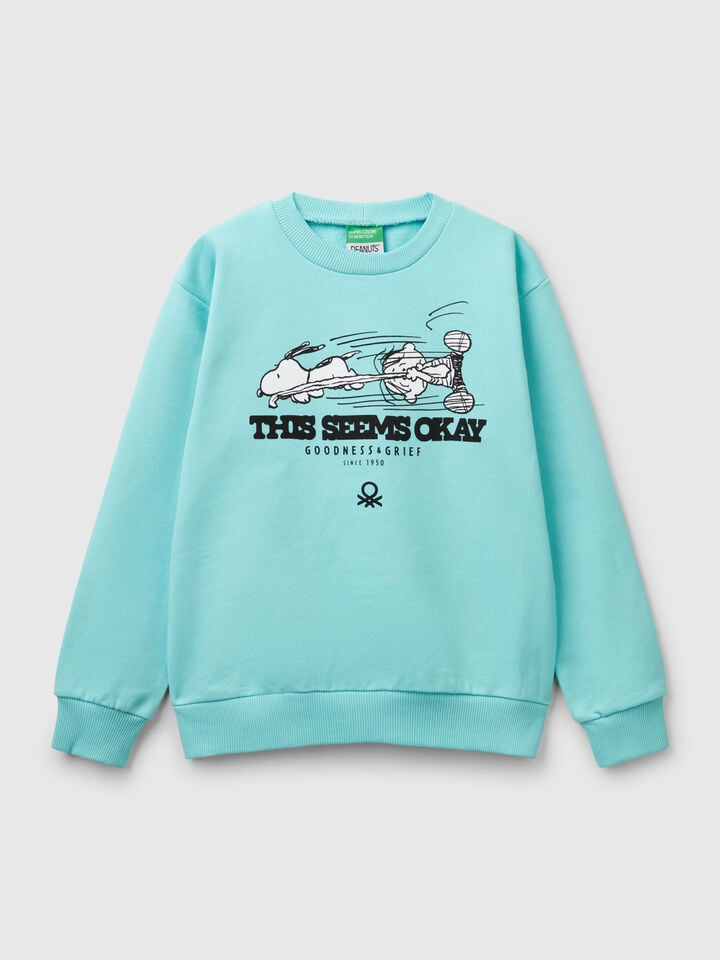 benetton Snoopy ©Peanuts sweatshirt in cotton Turquoise