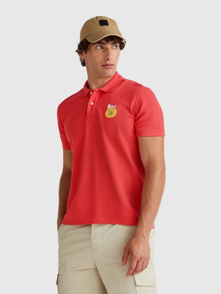 benetton Snoopy regular fit polo ©Peanuts Brick Red