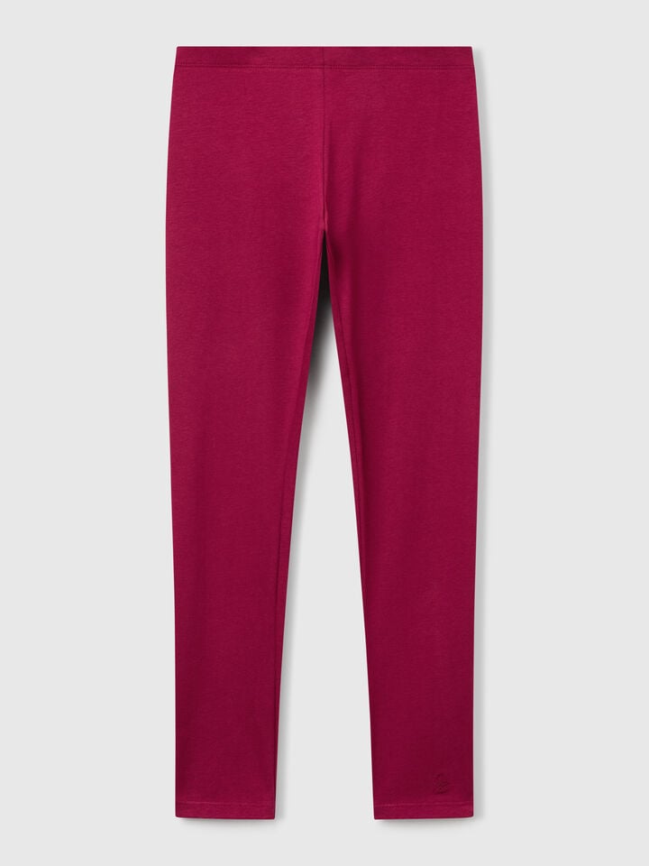 benetton Stretch cotton leggings with logo Burgundy