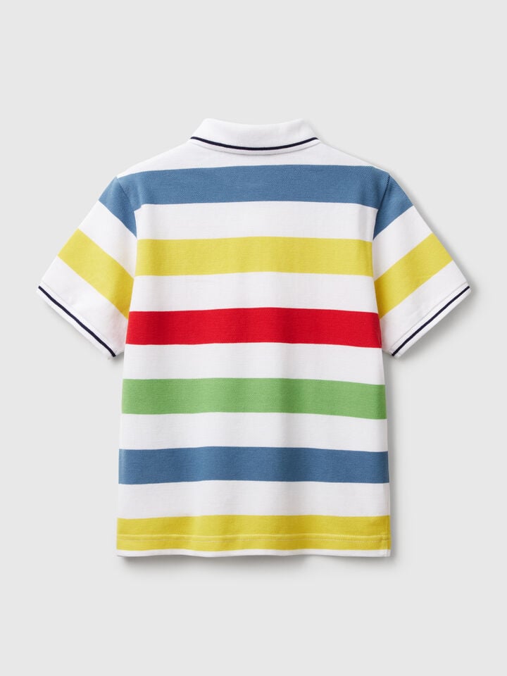 Benetton Striped Short Sleeve Polo Shirt Multi-color