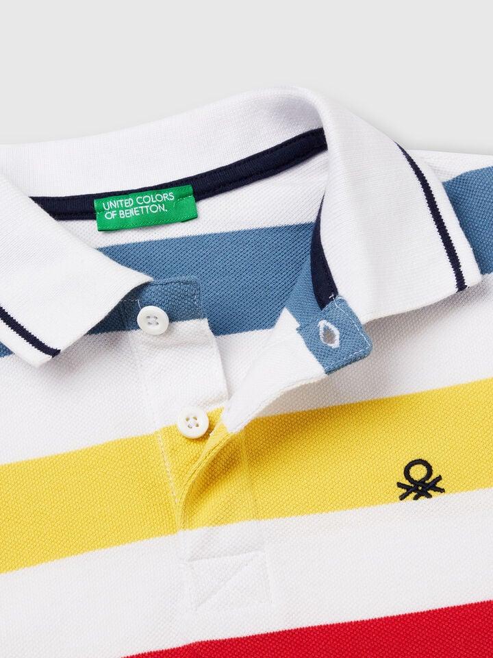 Benetton Striped Short Sleeve Polo Shirt Multi-color