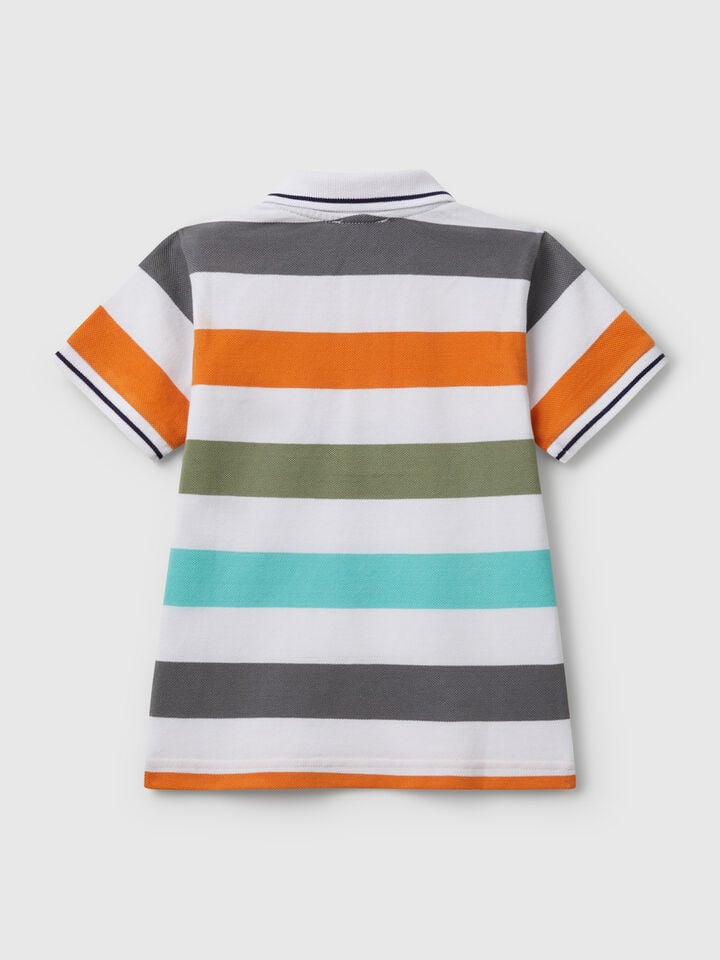 Benetton Striped Short Sleeve Polo Shirt Multi-color