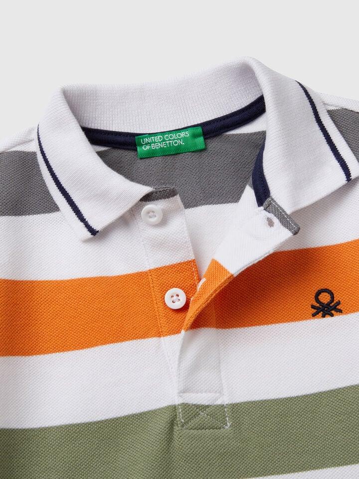 Benetton Striped Short Sleeve Polo Shirt Multi-color