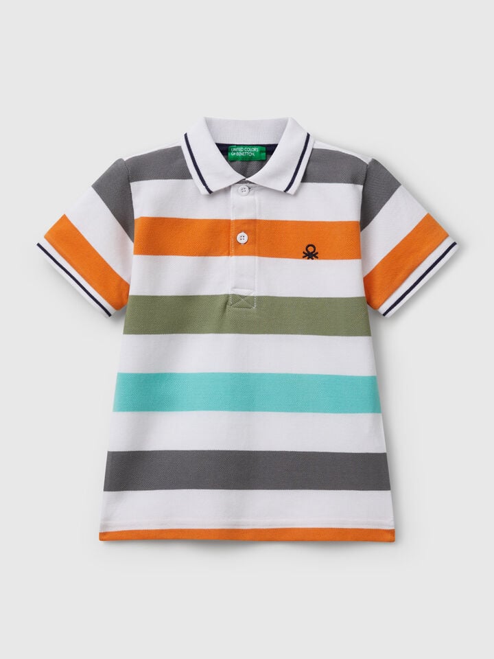 benetton Striped short sleeve polo shirt Multi-color