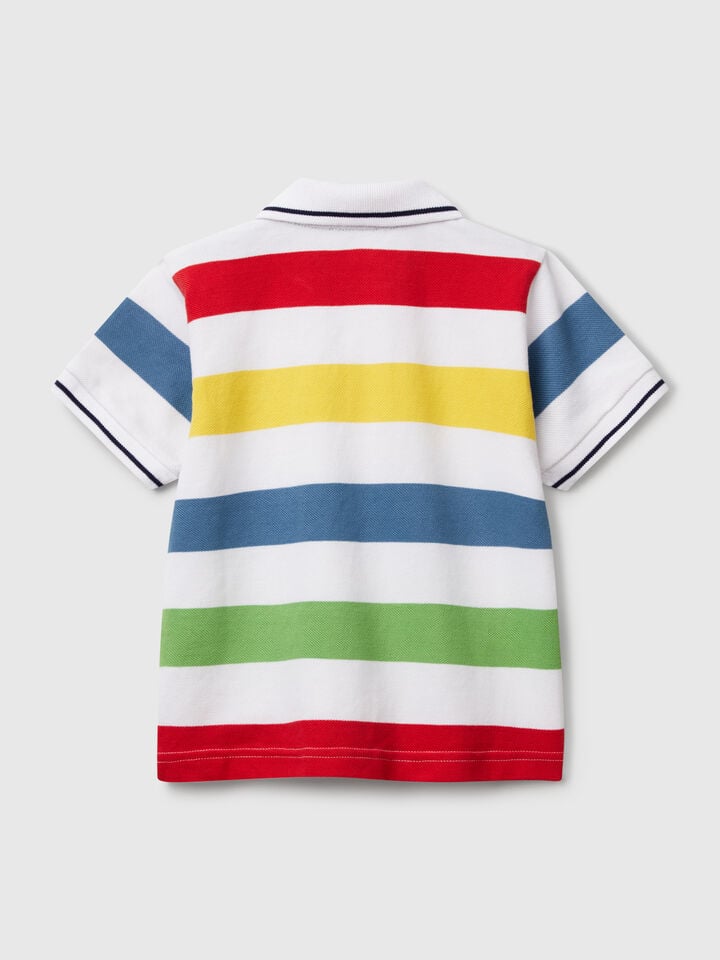 Benetton Striped Short Sleeve Polo Shirt Multi-color