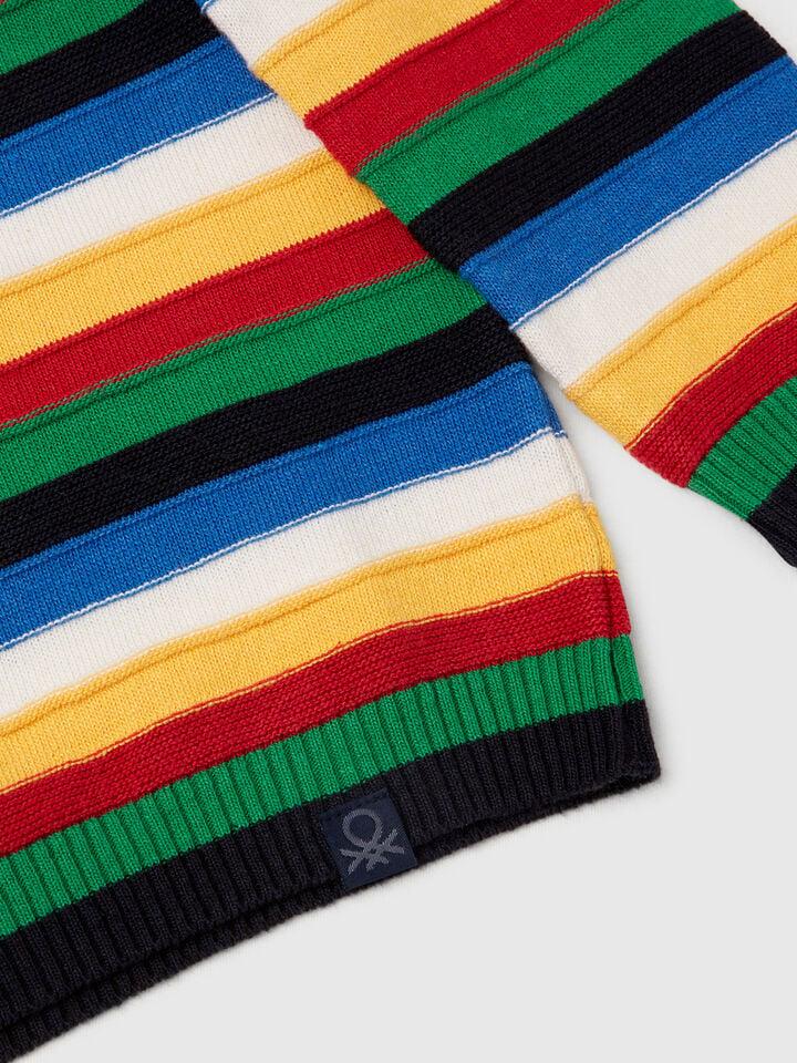 Benetton Striped Sweater In Cotton Blend Multi-color