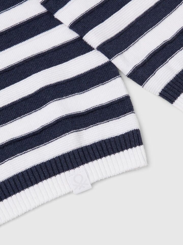 Benetton Striped Sweater In Cotton Blend Multi-color