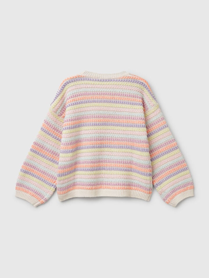 Benetton Sweater With Multicolor Stripes Multi-color