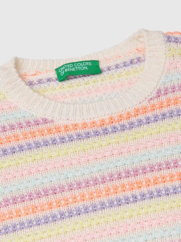 Benetton Sweater With Multicolor Stripes Multi-color