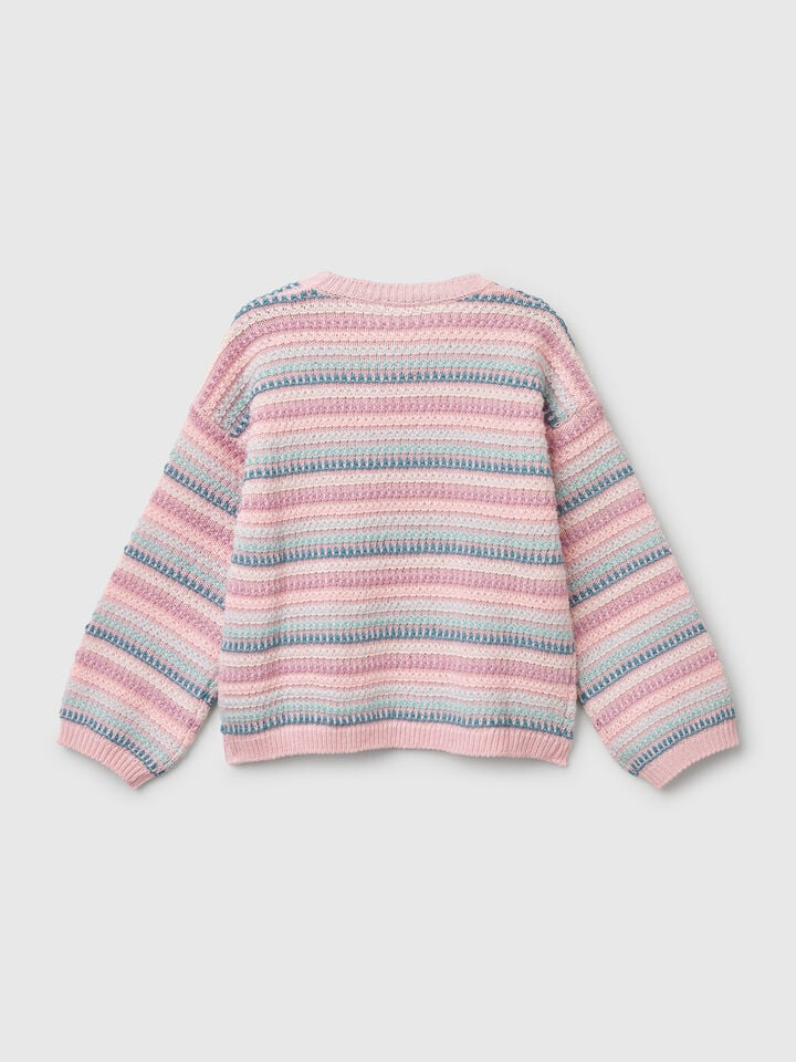 Benetton Sweater With Multicolor Stripes Multi-color