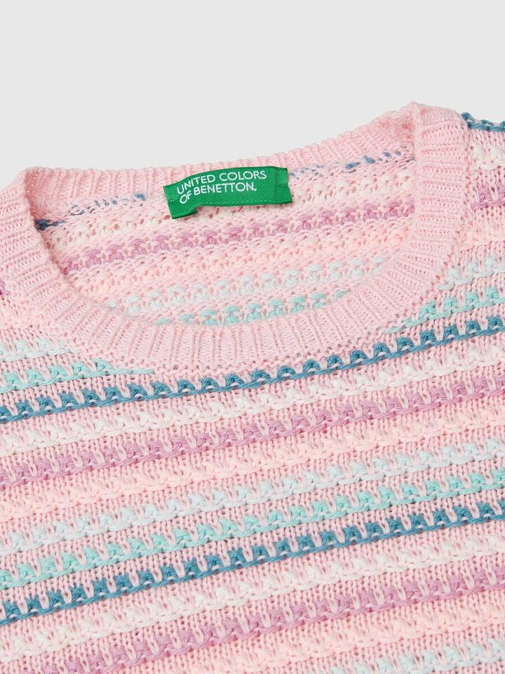 Benetton Sweater With Multicolor Stripes Multi-color