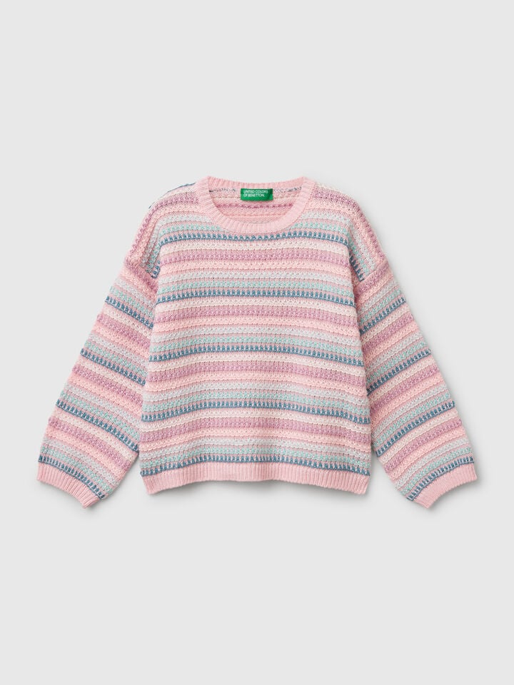 Benetton Sweater With Multicolor Stripes Multi-color