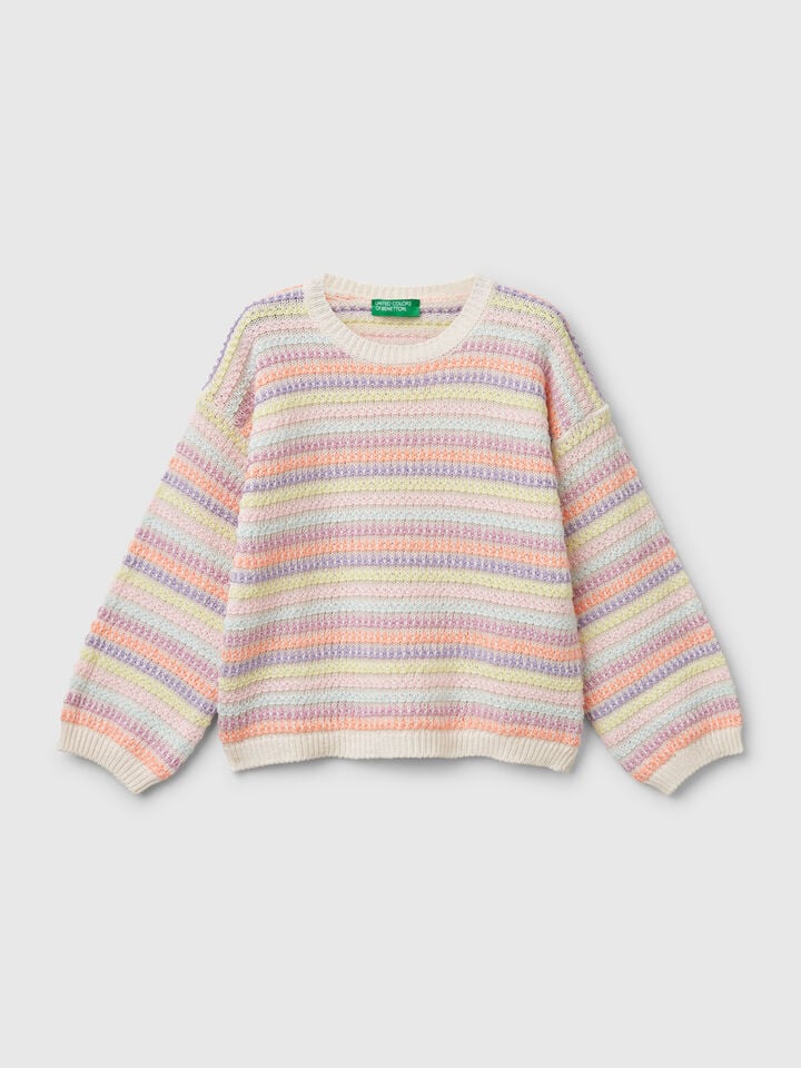 Benetton Sweater With Multicolor Stripes Multi-color