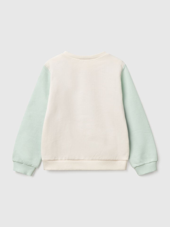 Benetton Sweatshirt In Cotton With Glittery Print Multi-color