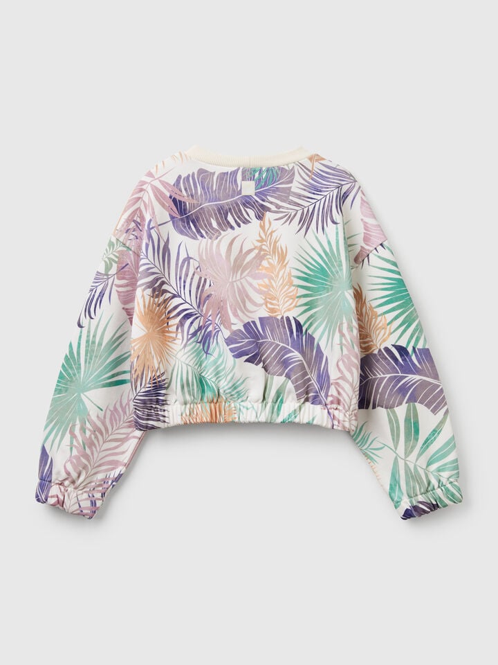 Benetton Sweatshirt With Tropical Print Multi-color