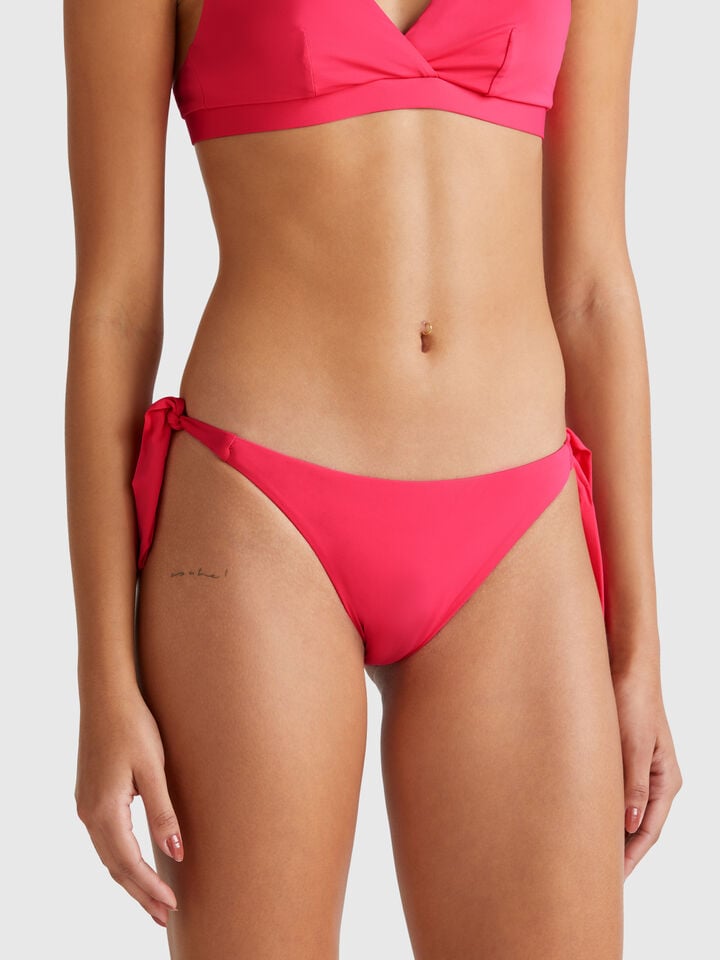 Benetton Swim Bottoms In ECONYL® With Bows Fuchsia