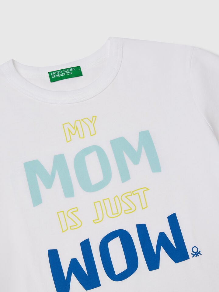 Benetton T-shirt In Organic Cotton With Print White