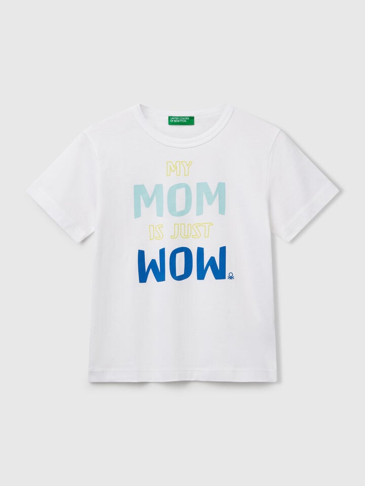 benetton T-shirt in organic cotton with print White