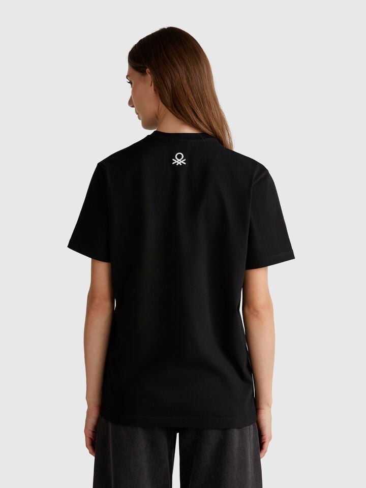 Benetton T-shirt With Oliviero Toscani Photographic Print Black