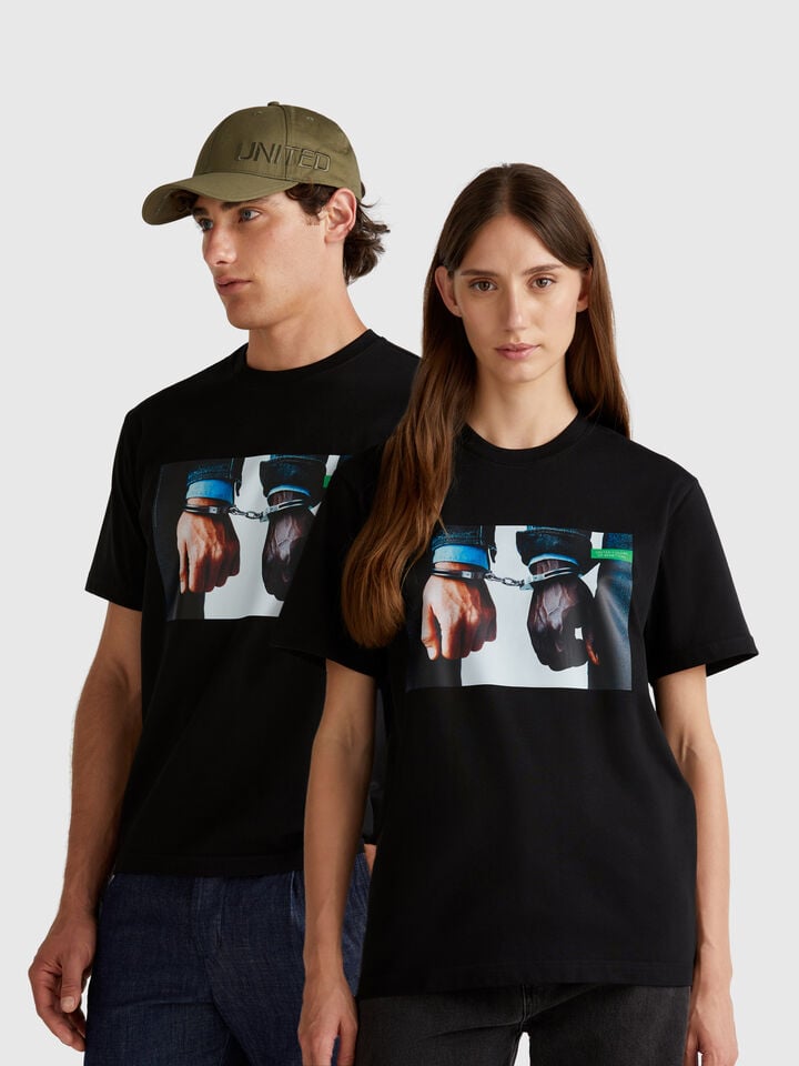 benetton T-shirt with Oliviero Toscani photographic print Black