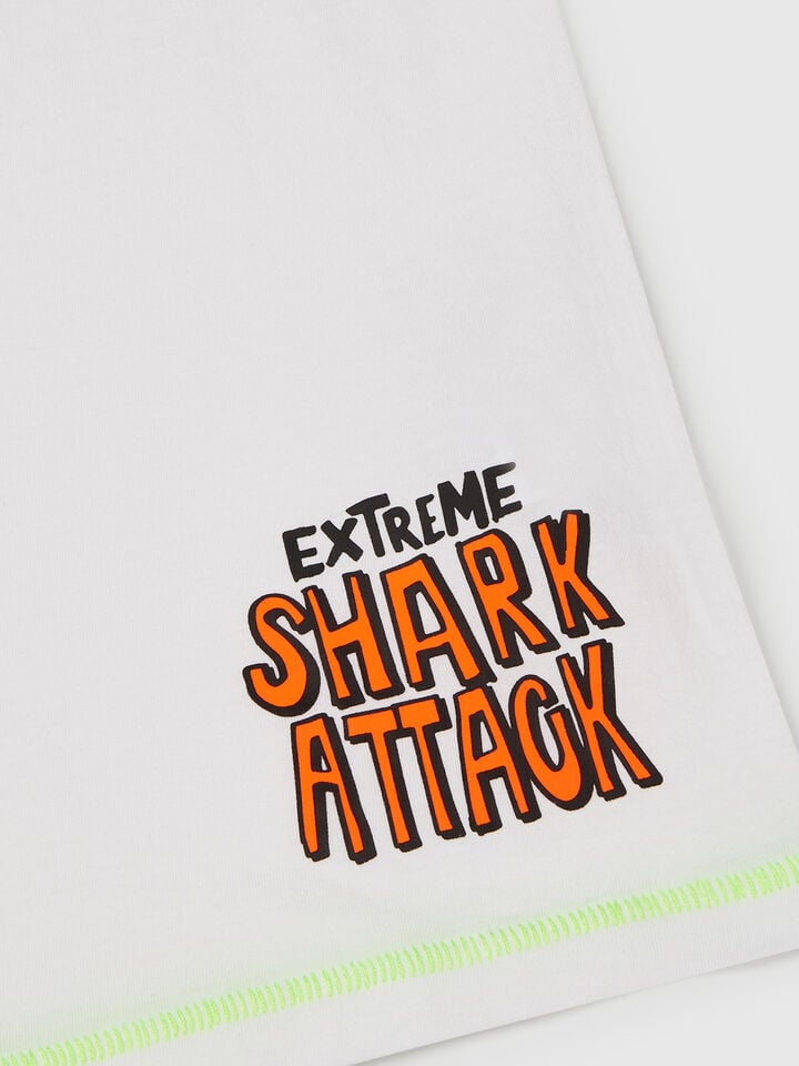 Benetton T-shirt With Print On Front And Back White